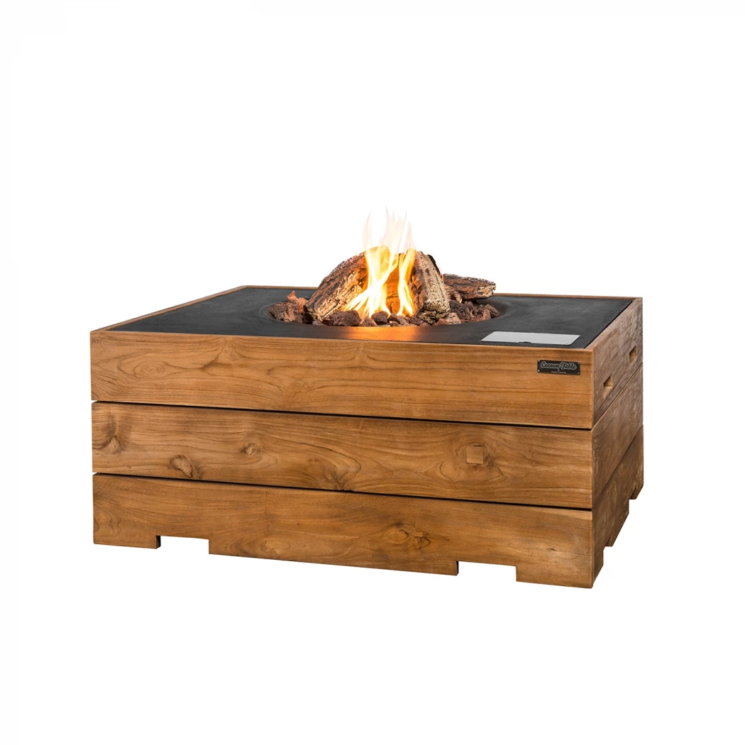 Heb geleerd Handschrift Romantiek Happy Cocooning Rectangular Gas Fireplace Fire Table in Teak