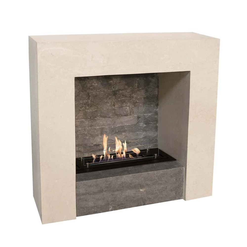 Bio Fireplace Milos In White Fossil, Fossil Stone Fire Pit