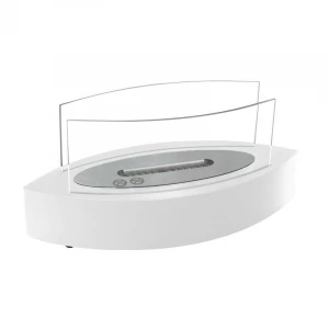 Table Bio Ethanol Fireplace with 2 Curved Glass Panels