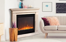 Free-standing electric corner fireplace