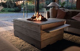 Patio tabels with built-in fireplace