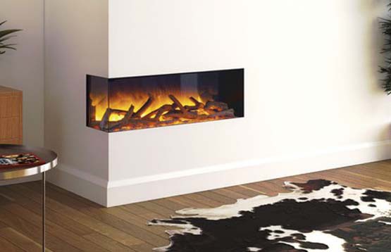 Built in electric fireplace with 4 flame view sides