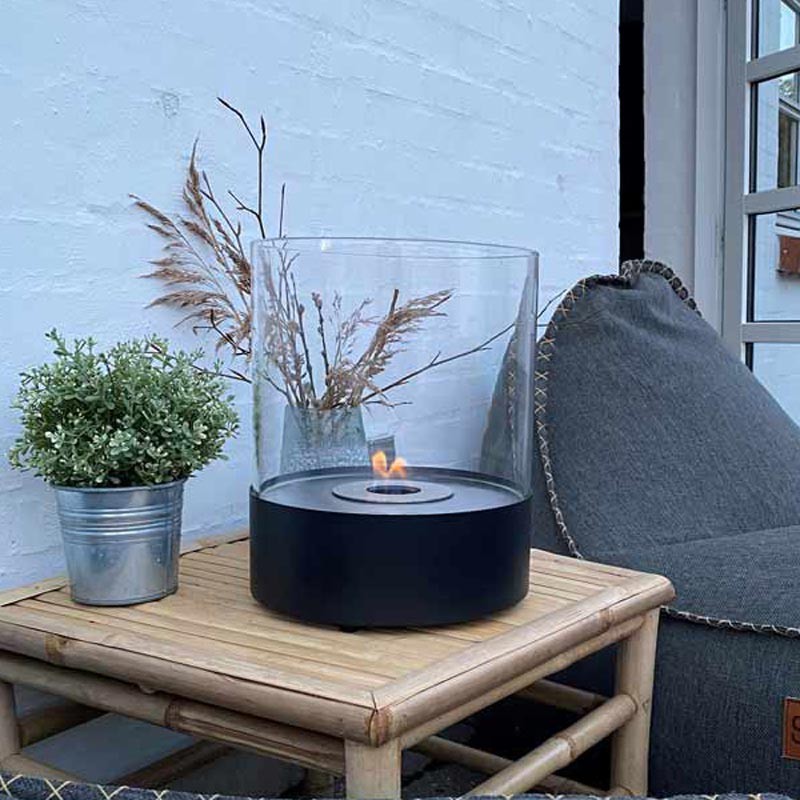 Round Table-top Bioethanol Fireplace - Black