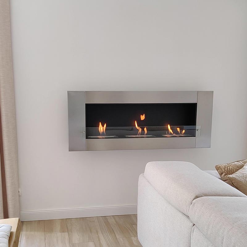 XL Stainless Steel Wall Bioethanol Fireplace