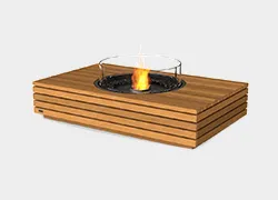 Patio table with built-in bioethanol fireplace