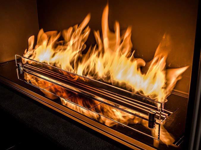 Flames in a bioethanol fireplace