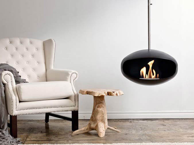 Cocoon ceiling mounted bioethanol fireplace