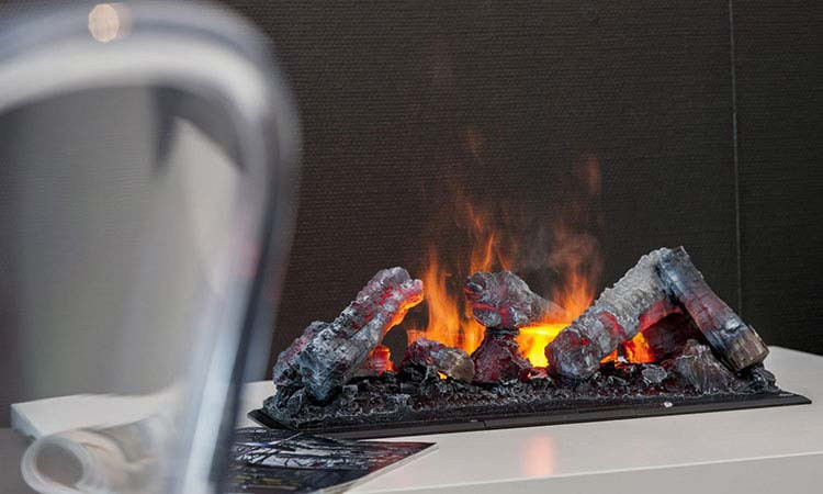 Drop-down opti-myst water vapor fireplace