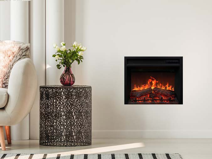 One sided electric fireplace
