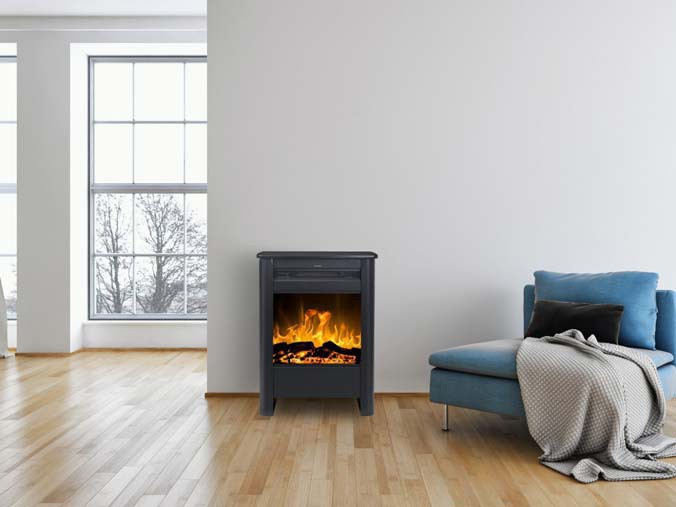 Freestanding electric fireplace without chimeny