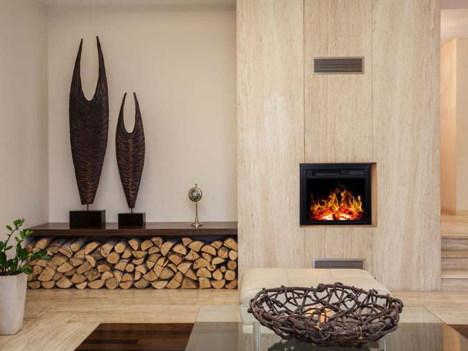 Wall mounted electric fireplace in black