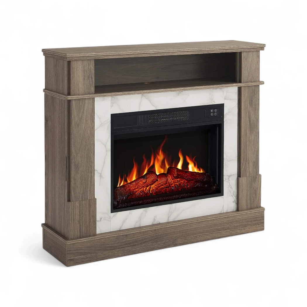 ArtiFlame For Living – Grey Oak Electric Fireplace | 23" insert | Choose AF23S (logs) or AF23BS (brick-effect backdrop) | 1.8 kW, thermostat, remote
