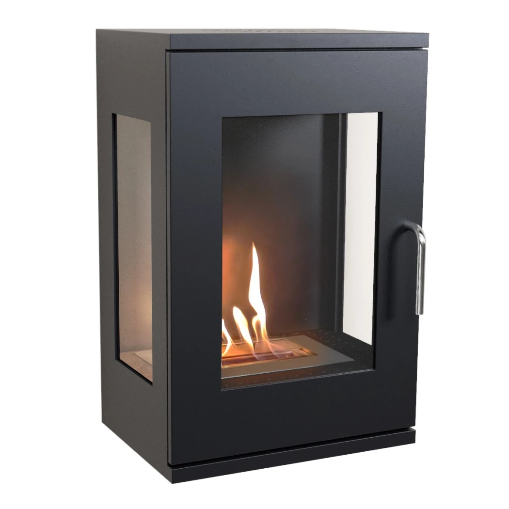 Cheyenne Wall-Mounted Bioethanol Stove – by ScandiFlames | Space-Saving Black Fireplace with 3-Sided Flame View
