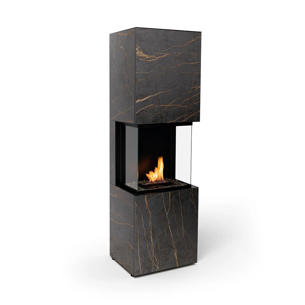 Planika Fires Rock Laurent - Automatic BEV bioethanol fireplace - Marble look - Three-sided flame view - Adjustable flame levels - Up to 9 hours burn
