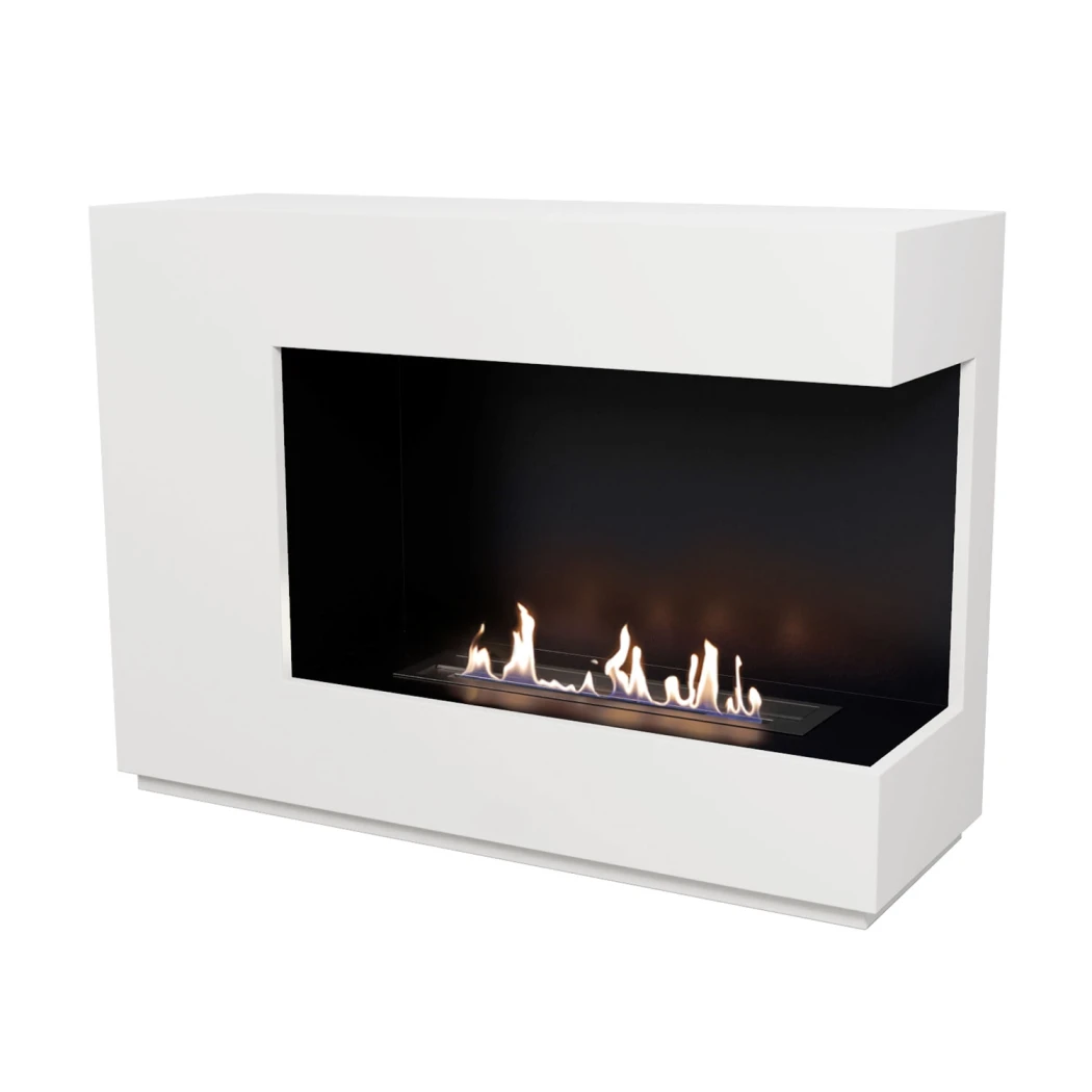 ScandiFlames Seattle Bioethanol Fireplace White – Freestanding Fireplace with Two-Sided Flame View | 2.5 kW Heat Output