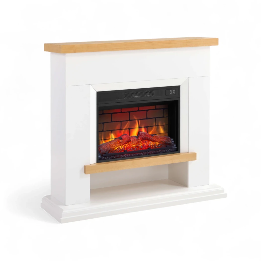 ArtiFlame Shelford – White Mantel Electric Fireplace | 23" insert | Choose AF23S or AF23BS (brick backdrop) | 1.8 kW, thermostat, remote control