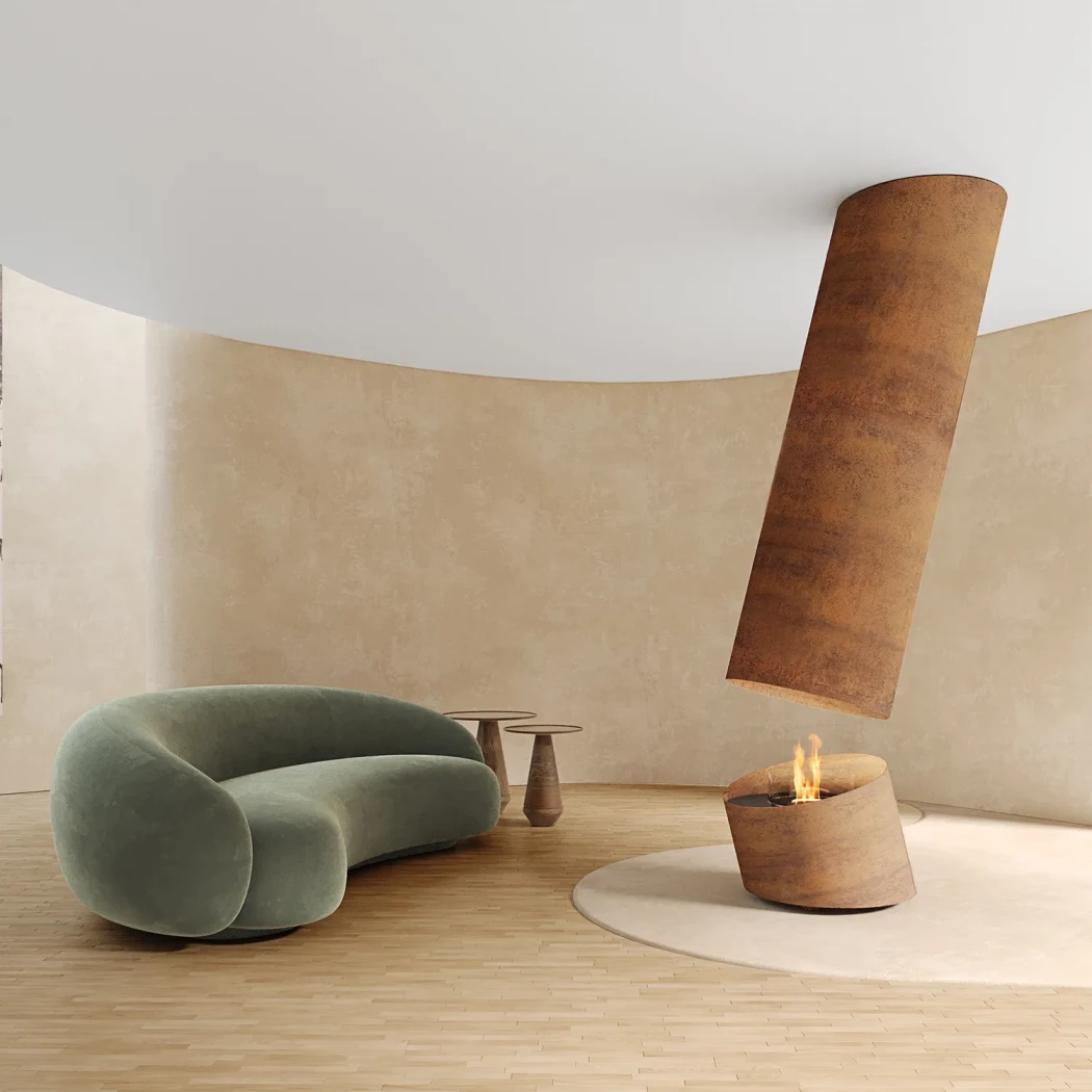 Contour 13 - Corten Steel GlammFire  | Bioethanol-fireplace.co.uk | Ceiling-mounted bioethanol Fireplace