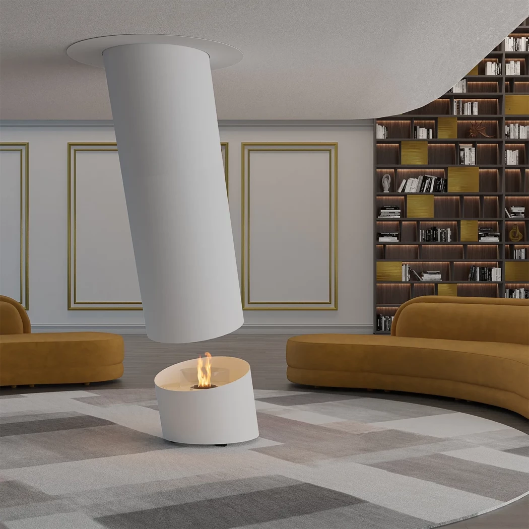 Contour 13 - White GlammFire  | Bioethanol-fireplace.co.uk | Ceiling-mounted bioethanol Fireplace