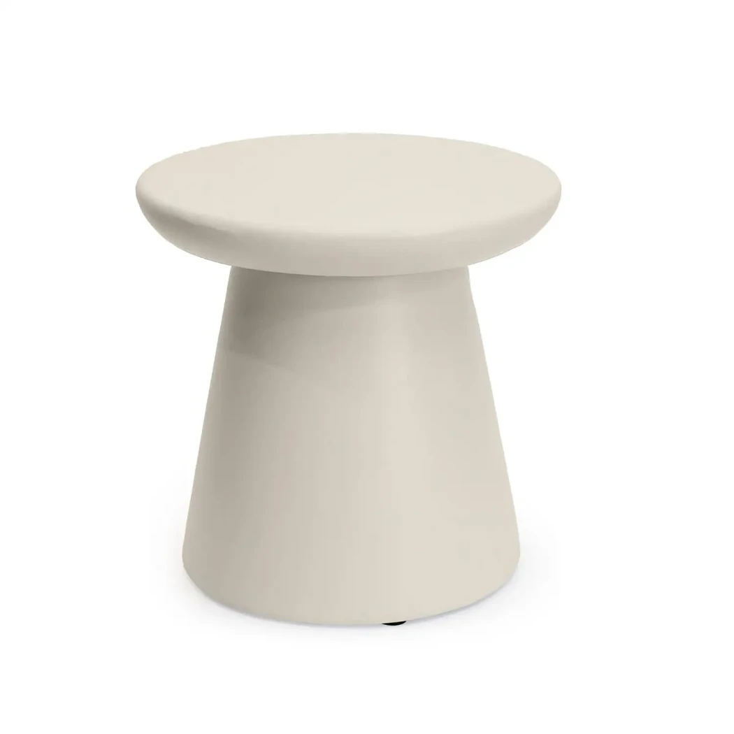 Side Table Round Oyster Beige by Happy Cocooning – 45cm Composite Outdoor Accent Table
