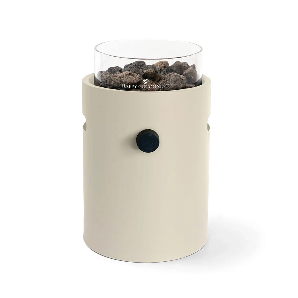 Lumi Oyster Beige Tabletop Gas Fireplace by Happy Cocooning – Powder-Coated Steel 1.98 kW – EN417 Compatible