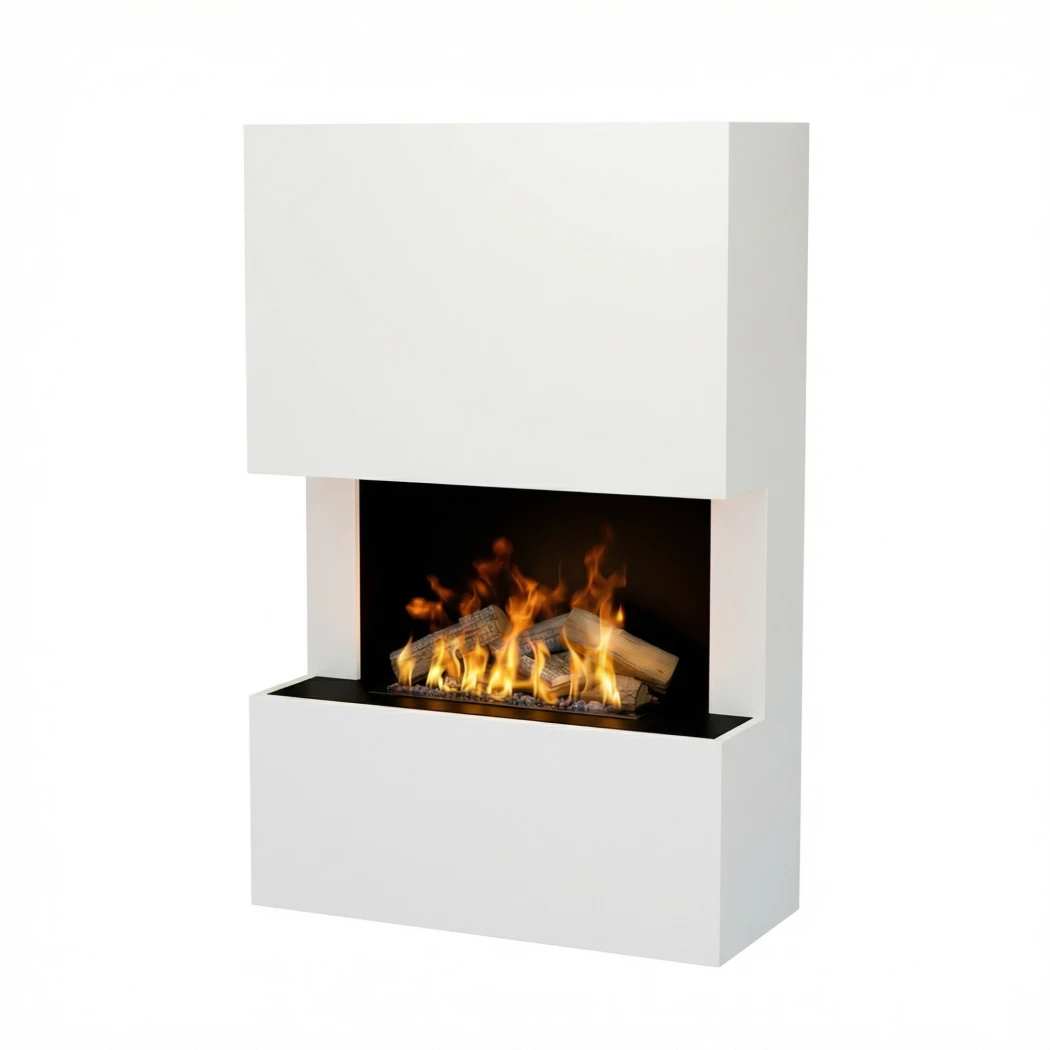 Glow Fire Tucholsky 3-sided White - Omc 600 | Freestanding Water Vapour Fireplace – 91 Cm X 150 Cm X 35 Cm
