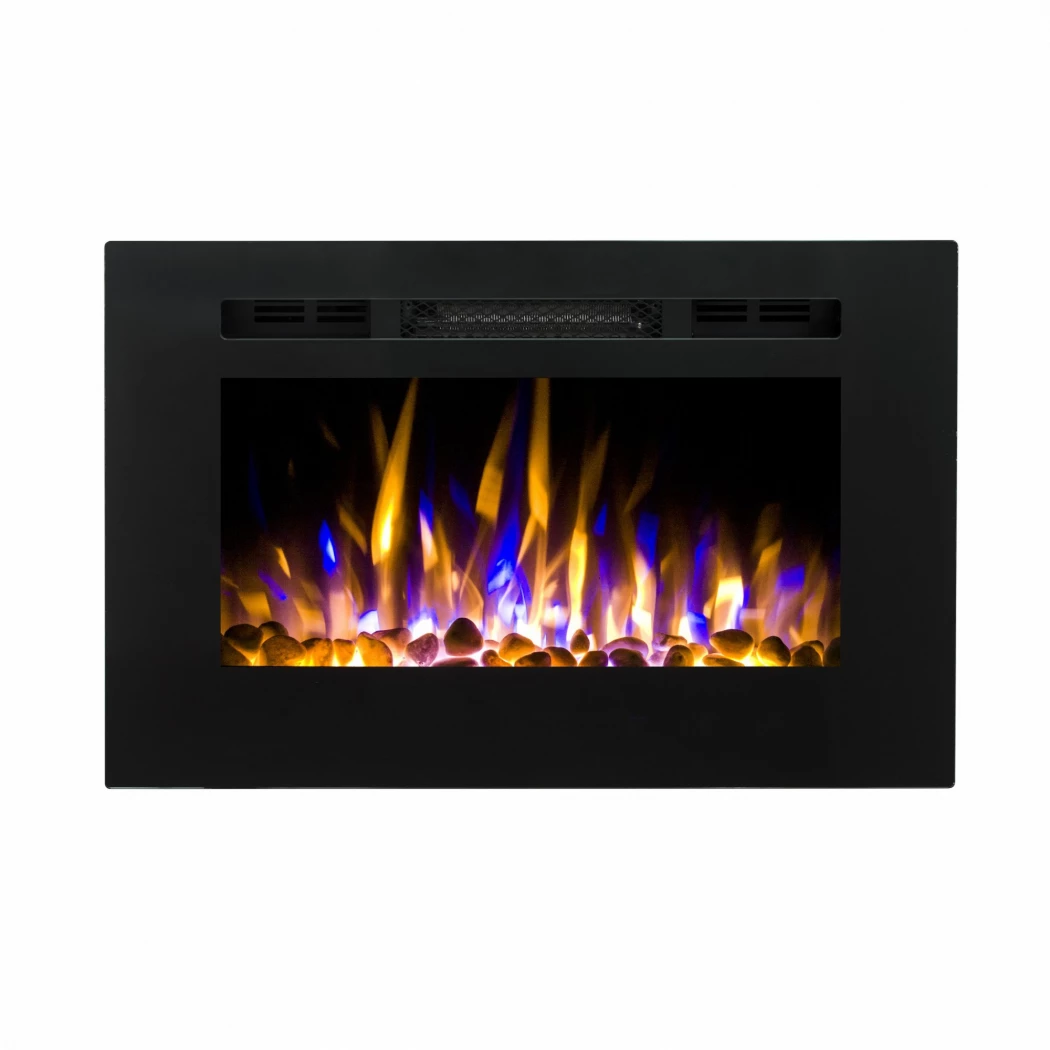 Black LED pro build-in electric fireplace on 66 cm.