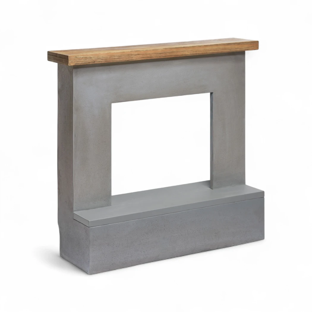 Rolf Fireplace Surround – Grey Concrete Look, Modern Design, Fits TAGU & ScandiFlames Inserts
