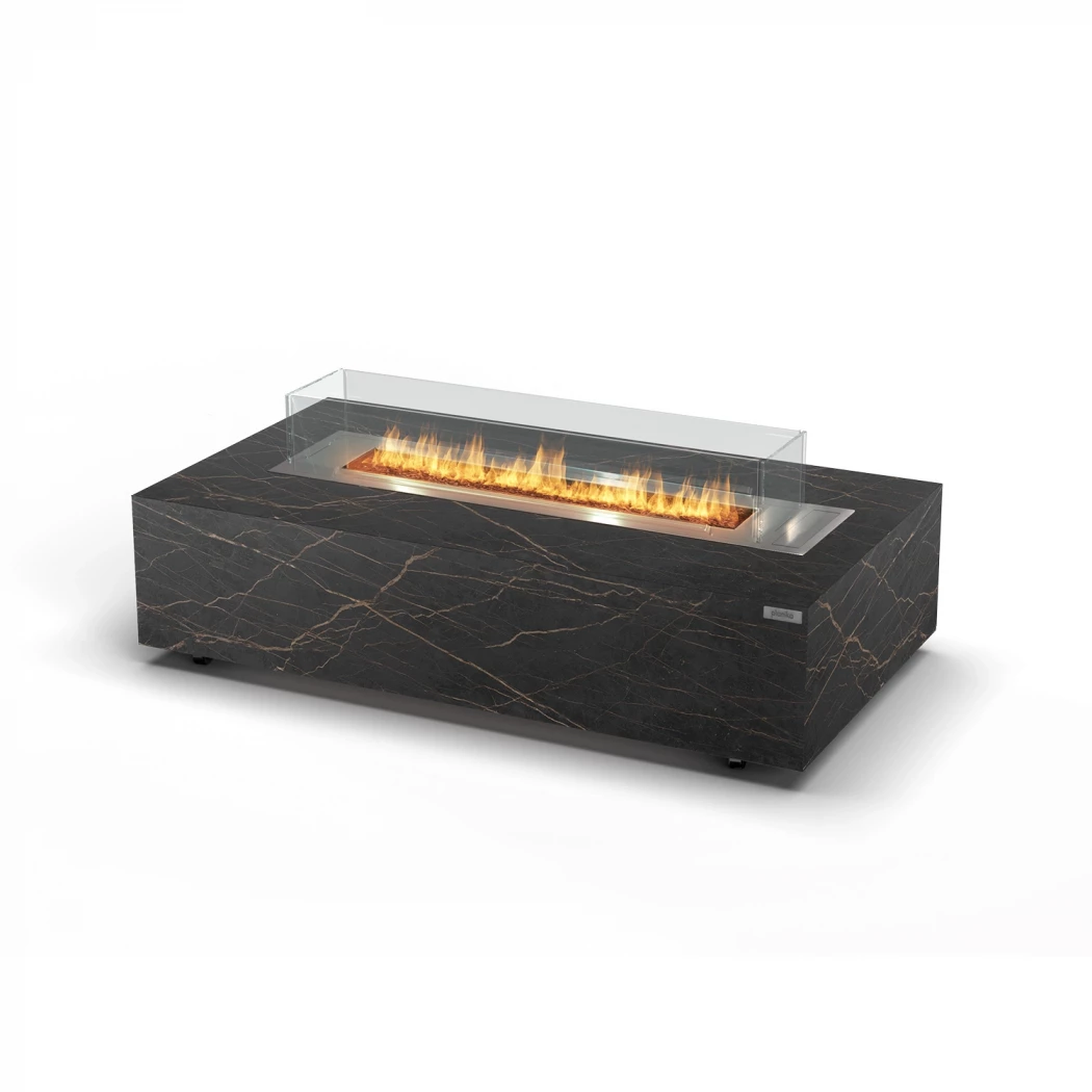 Cabo bioethanol fire table from Planika Fires - Automatic burner - Remote control - Dekton marble plates