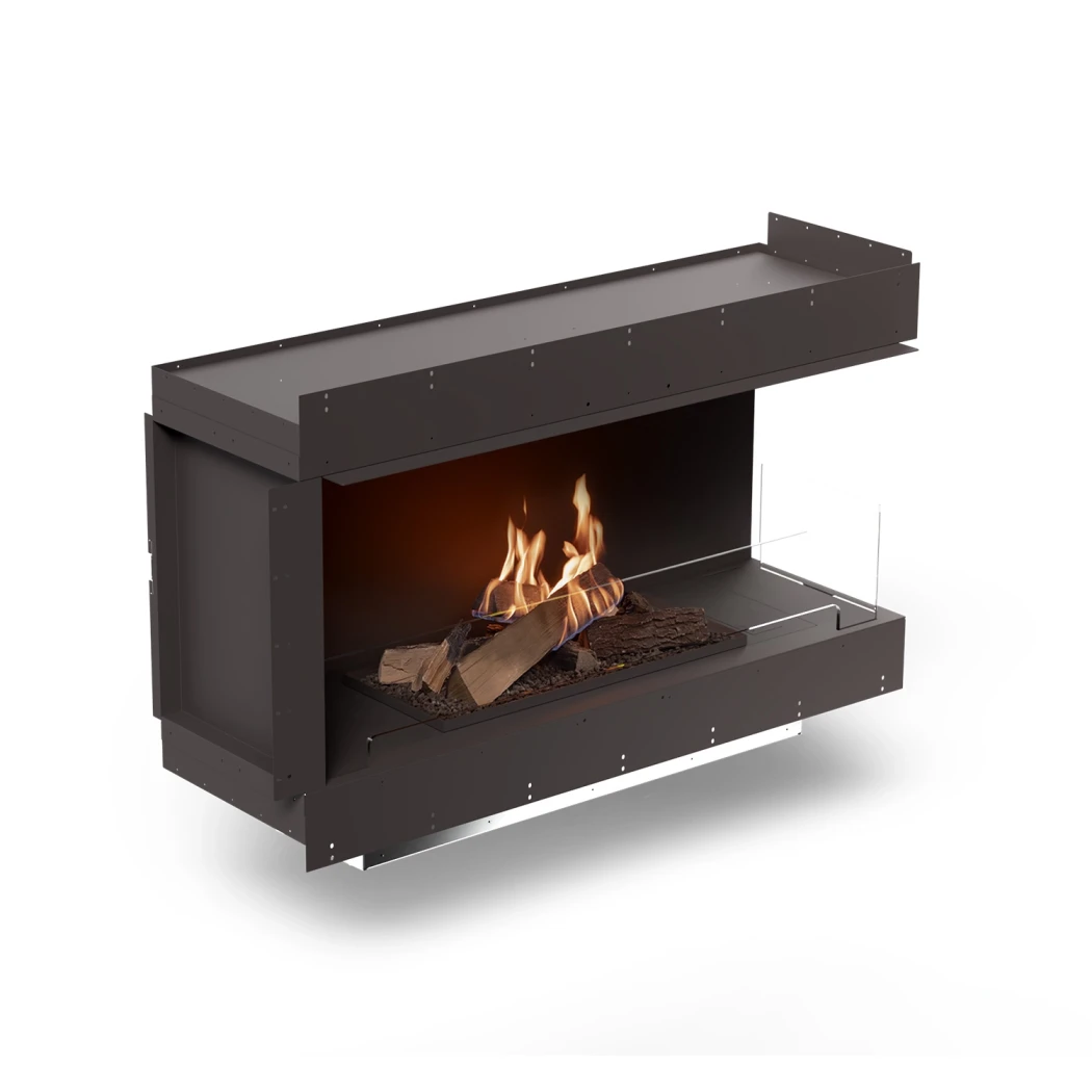 Planika Forma 1200 Right Corner – Built-In Corner Bioethanol Fireplace | FLA4 990 Logs Burner, FLOGS Flame Effect