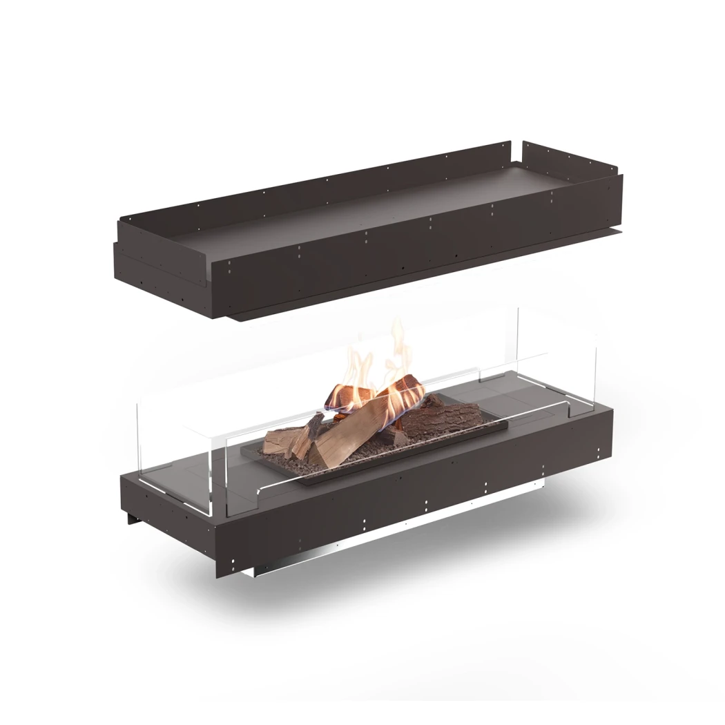 Planika Forma 1200 Island – 4-Sided Built-In Bioethanol Fireplace | FLA4 990 Logs Burner, Up to 7 kW Heat Output