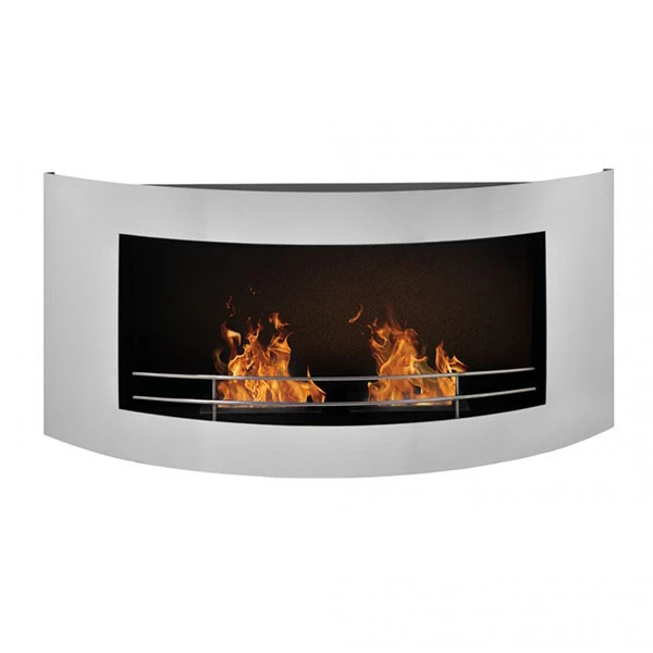 Wall Mounted Bioethanol Fireplace with Rounded Frame