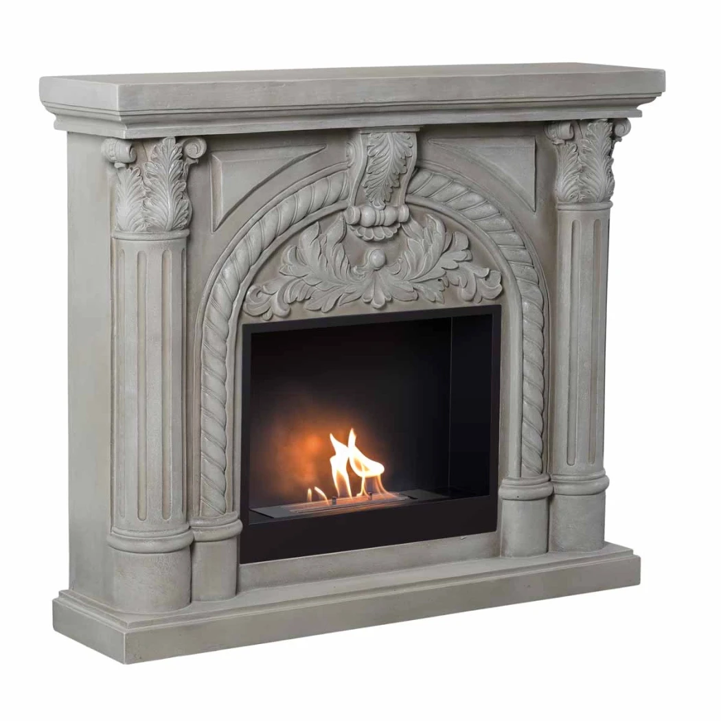 Embla Freestanding Bioethanol Fireplace by ScandiFlames – Polystone Surround with Surtur 23" Insert, Up to 3kW Heat Output