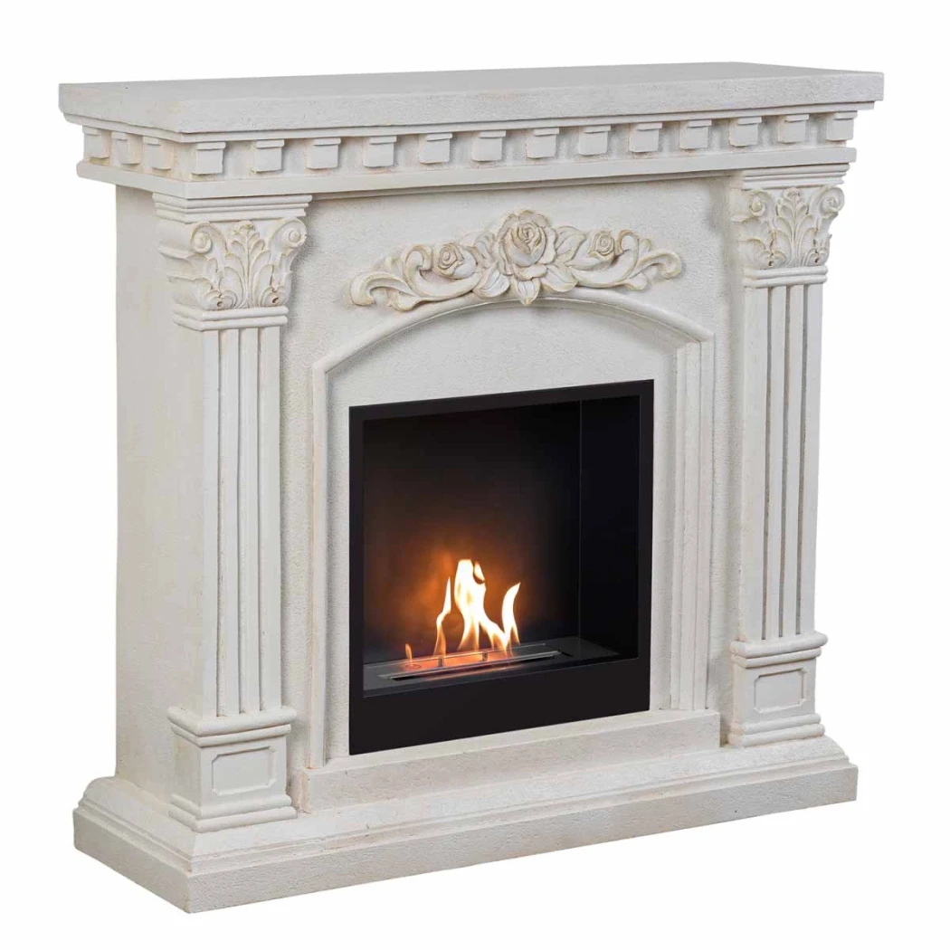 Freyr Freestanding Bioethanol Fireplace by ScandiFlames – Polystone Surround with Surtur 18" Insert, Up to 3kW Heat Output
