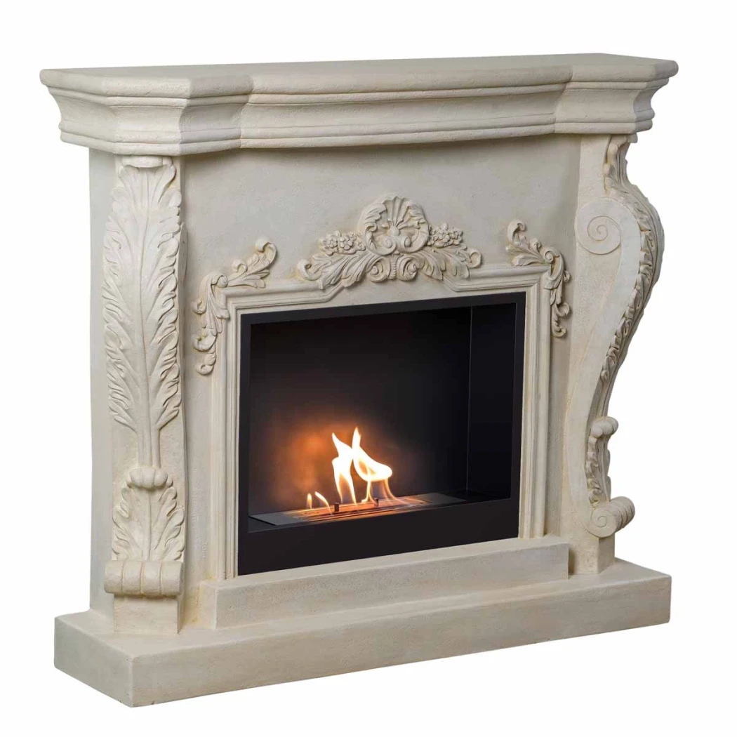 Ymir Freestanding Bioethanol Fireplace by ScandiFlames – Polystone Surround with Surtur 23" Insert, Up to 3kW Heat Output
