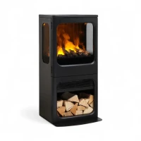 Dimplex Mapleton 100 freestanding black cast iron water vapour fireplace with log set