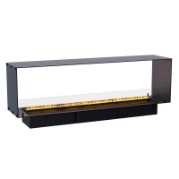 Foco Myst Two 1800 - See-through hybrid fireplace with water vapor flame effect