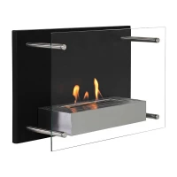 Bio Ethanol Fire BioFire Fireplace Modern 650 x 400 High gloss black with glass 