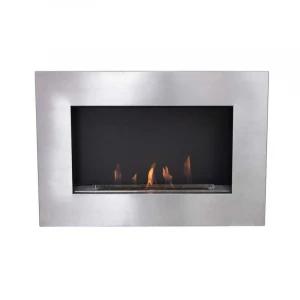Murus 800 - Narrow Brushed Steel Wall-mounted Bioethanol Fireplace
