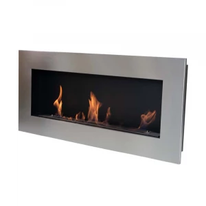 Murus 1200 - Narrow Brushed Steel Wall-mounted Bioethanol Fireplace