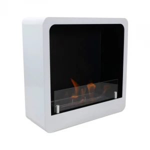 White Square Fireplace for Wall Mounting