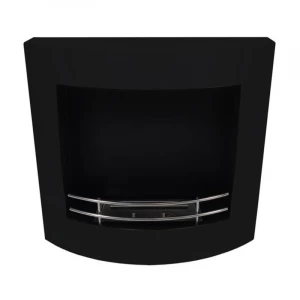 Curved Wall Mounted Bioethanol Fireplace in Black