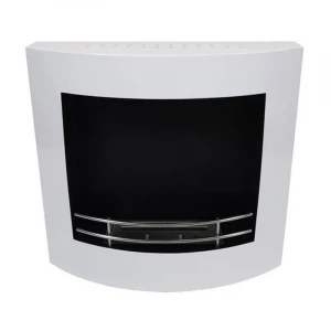 Curved Ethanol Fireplace in White