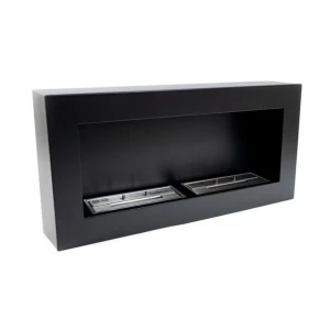 Super simple and sleek black bioethanol fireplace for wall mounting