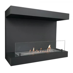 Dakota - Black three sided bioethanol fireplace 90 cm wide