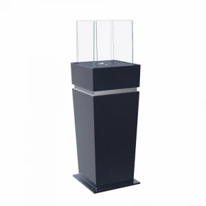 Freestanding bio fireplace in black with detachable glass top