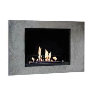 Contemporary, black steel bioethanol fireplace