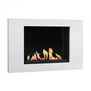Contemporary, white steel bioethanol fireplace