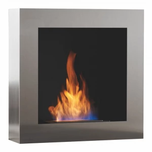 Safretti Cubio BL wall mounted bio fireplace of steel