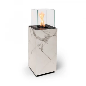 Planika Porto Daze and Laurent bioethanol fireplace with Dekton marble finish