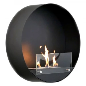 Delaware Black - Round Wall-mounted bioethanol fireplace
